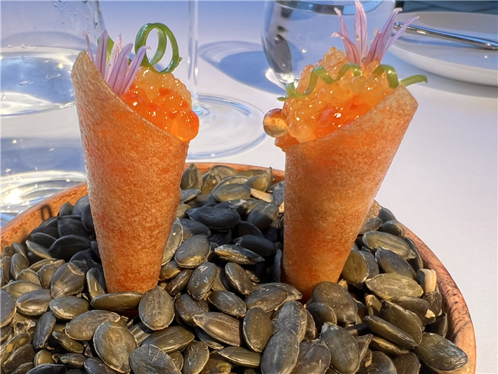 carrot cone with fish roe